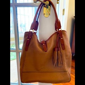JCrew Cobbled Leather Hobo bag with tassels